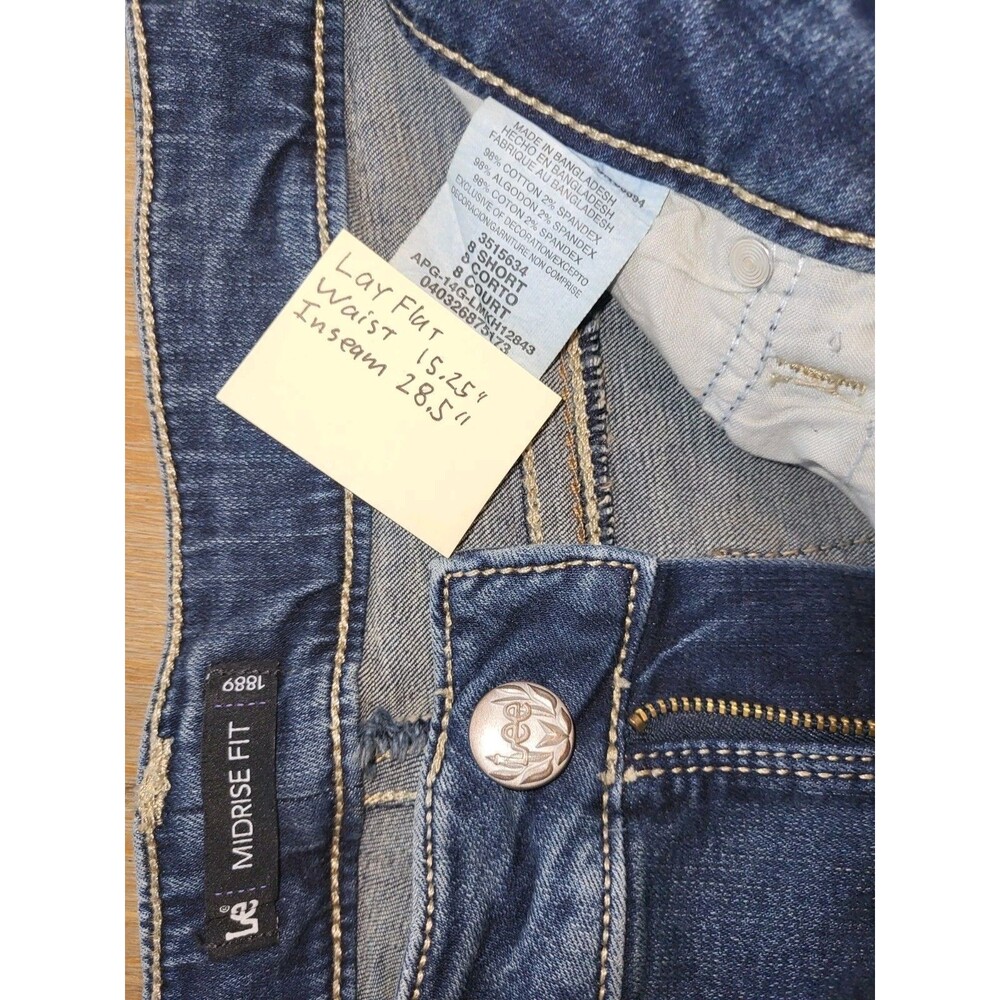 Lee Relaxed Straight Leg Jeans Blue Denim Size 8 Short Mid Rise Stretch Casual - Picture 4 of 6